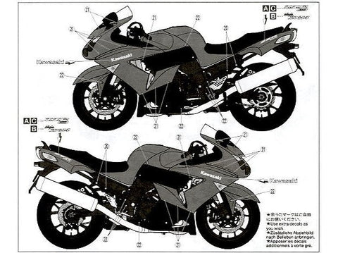 Tamiya Kawasaki ZZR1400 1/12 surenkamas plastikinis motociklo modelis
