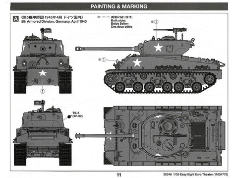 Tamiya M4A3E8 Sherman Easy Eight 1/35 plastikinis surinkimo rinkinys 35346