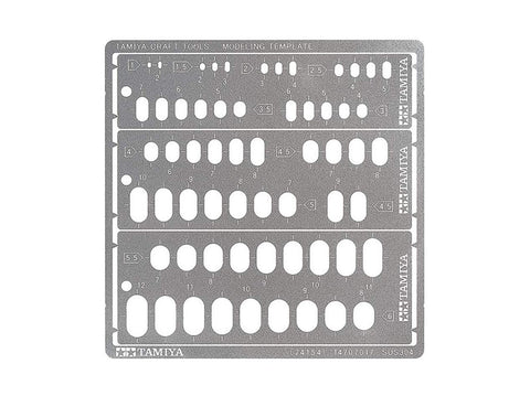 Tamiya šablonai: apvalūs 1–12,5 mm ir suapvalinti stačiakampiai 1–6 mm, 74154