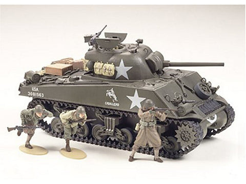 JAV tankas M4A3 Sherman 75 mm 1/35 Tamiya plastikinis surenkamas modelis