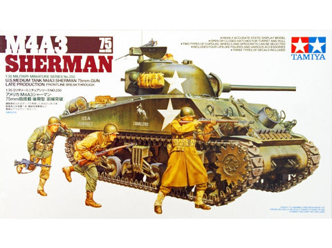 JAV tankas M4A3 Sherman 75 mm 1/35 Tamiya plastikinis surenkamas modelis