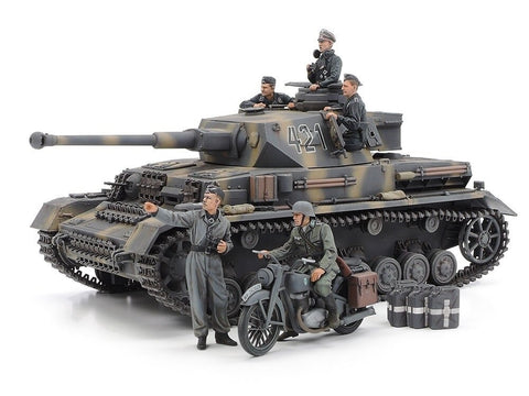 Tamiya Panzer IV Ausf G su motociklu, Rytų frontas 1/35 (25209)