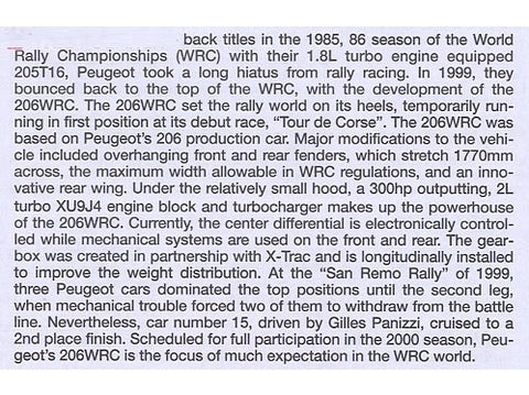 Tamiya Peugeot 206 WRC 1/24 plastikinis surenkamas modelis