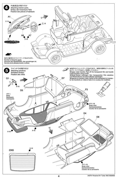 Tamiya Porsche 911 Turbo 1988 1/24 plastikinis surenkamas modelis