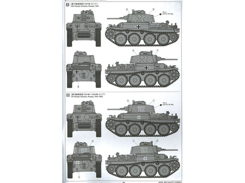 Tamiya Pz.Kpfw.38(t) Ausf. E/F tanko modelis 1/35 plastikinis rinkinys (35369)