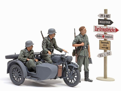 Tamiya Zündapp KS600 motociklas su šoniniu vežimėliu 1/35 modelis