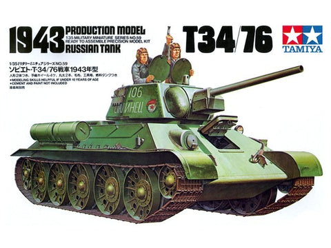 Tamiya T-34/76 sovietinis tankas 1/35 – plastikinis surinkimo rinkinys 35059
