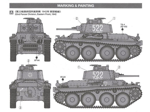 Tamiya Panzerkampfwagen 38(t) Ausf.E/F 1/48 plastikinis surenkamas modelis