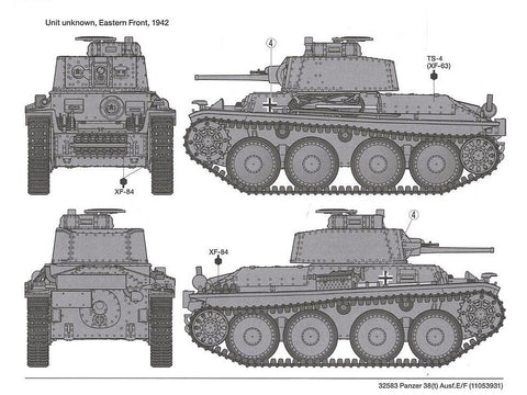 Tamiya Panzerkampfwagen 38(t) Ausf.E/F 1/48 plastikinis surenkamas modelis