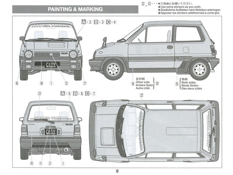 Tamiya Honda City Turbo su Motocompo 1/24 plastikinis surenkamas modelis