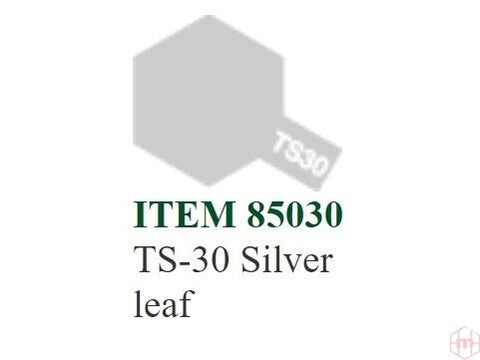 Tamiya TS-30 Silver Leaf purškiami dažai, 100 ml – sidabro atspalvis