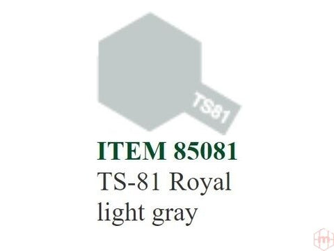 Tamiya TS-81 purškiami dažai Royal Light Gray (šviesiai pilka), 100 ml