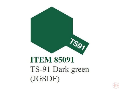 Tamiya TS-91 purškiami dažai, tamsiai žalia Dark Green (JGSDF) 100 ml