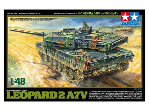Tamiya Leopard 2 A7V vokiečių kovinis tankas 1/48 surenkamas