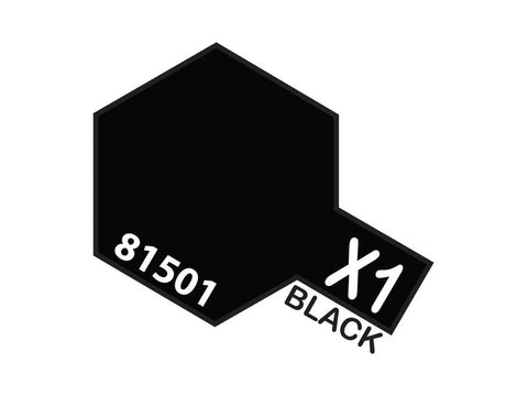 Tamiya X-1 Black akriliniai dažai 10 ml (blizgi juoda)