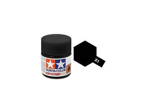 Tamiya X-1 Black akriliniai dažai 10 ml (blizgi juoda)