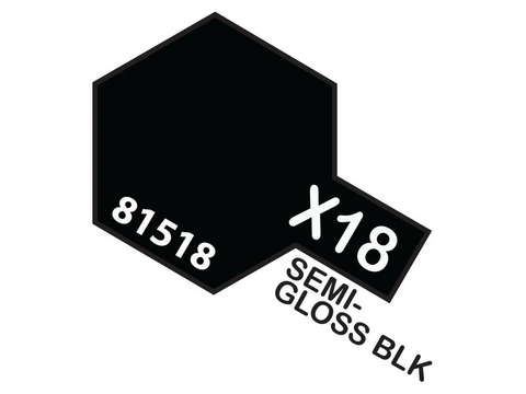 Tamiya X-18 Pusiau blizgūs juodi akriliniai dažai, 10 ml