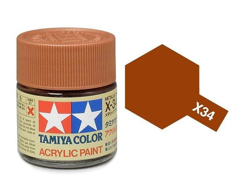 Tamiya X-34 metalinė ruda akriliniai dažai, 10 ml