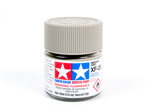Tamiya XF-20 matiniai akriliniai dažai, vidutinė pilka, 10 ml