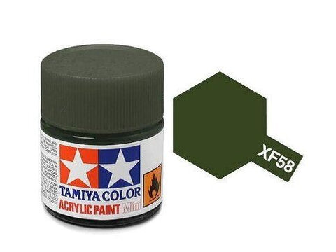 Tamiya XF-58 alyvuogių žalia akriliniai dažai, 10 ml (matiniai)