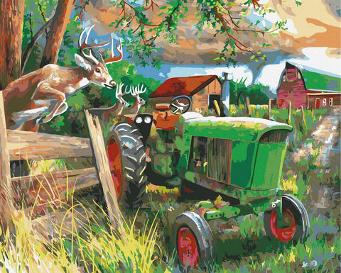 Tapybos rinkinys "Tractor in the village"