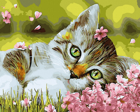 Tapybos rinkinys "A kitten in flowers"