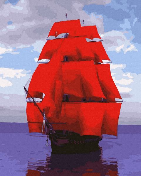 Tapybos rinkinys "Ship with red sails"