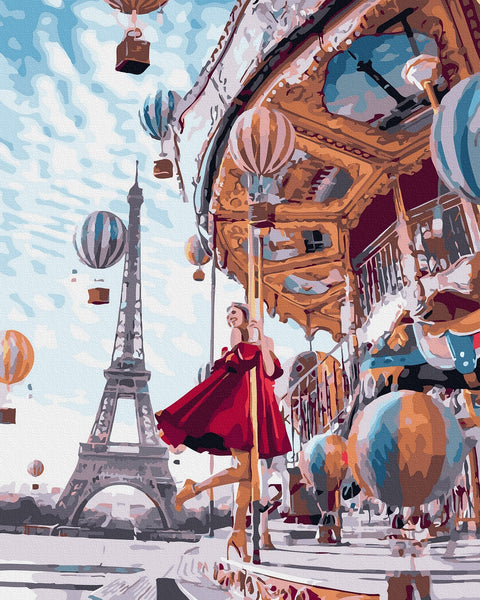 Tapybos rinkinys "A girl with balloons in Paris"