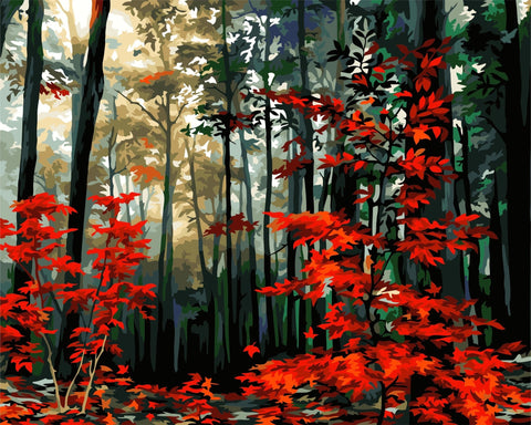 Wizardi: Tapybos pagal skaičius rinkinys: A140 Morning in the autumn forest 40*50 - HOBI.LT 🇱🇹