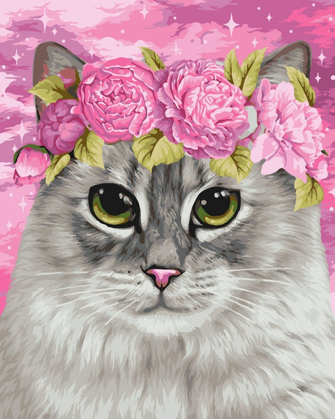 Wizardi: Tapybos Pagal Skaičius Rinkinys - Cat and Peonies 40x50 cm H113 - HOBI.LT 🇱🇹