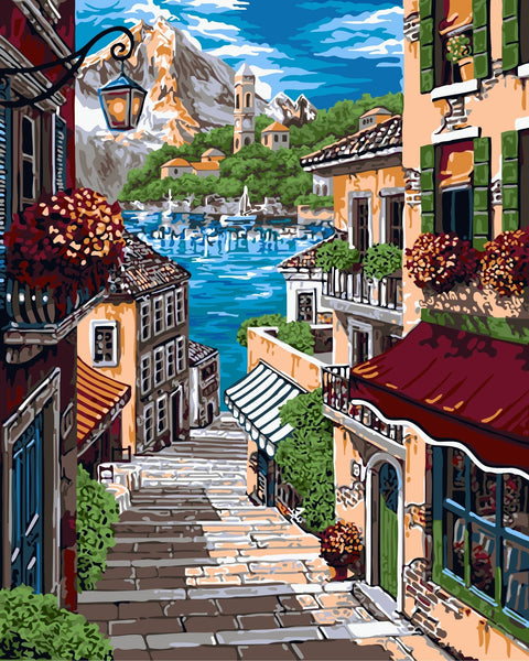 Wizardi: Tapybos Pagal Skaičius Rinkinys - European Alley 40x50 cm A093 - HOBI.LT 🇱🇹