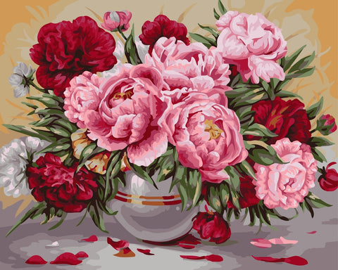 Wizardi: Tapybos Pagal Skaičius Rinkinys - Garden Peonies 40x50 cm B057 - HOBI.LT 🇱🇹