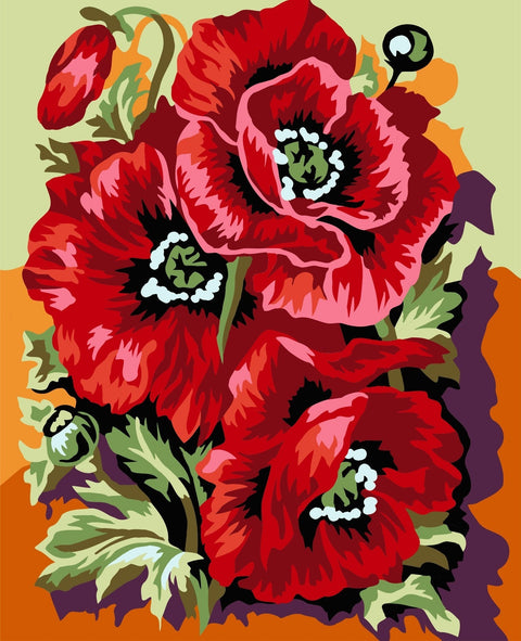 Wizardi: Tapybos pagal skaičius rinkinys: King poppies 16.5x13 cm MINI025 - HOBI.LT 🇱🇹