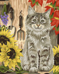 Wizardi: Tapybos Pagal Skaičius Rinkinys - Kitten and Sunflowers 40x50 cm H058 - HOBI.LT 🇱🇹