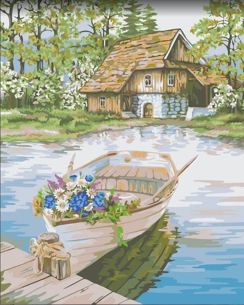 Wizardi: Tapybos pagal skaičius rinkinys: Little boat 40x50 cm A105 - HOBI.LT 🇱🇹