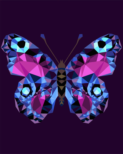 Wizardi: Tapybos pagal skaičius rinkinys: P003 Butterfly (polygon style) 40*50 - HOBI.LT 🇱🇹