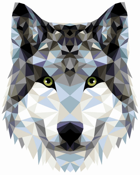 Wizardi: Tapybos pagal skaičius rinkinys: P004 Wolf (polygonal style) 40*50 - HOBI.LT 🇱🇹