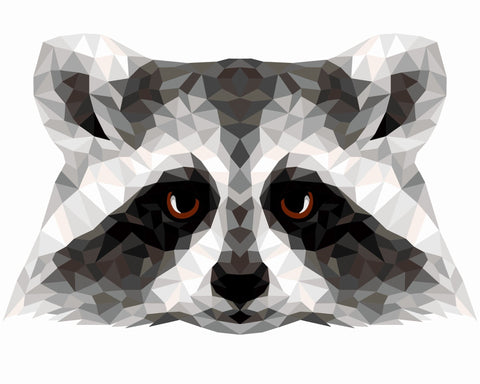 Wizardi: Tapybos pagal skaičius rinkinys: P006 Raccoon (polygon style) 40*50 - HOBI.LT 🇱🇹