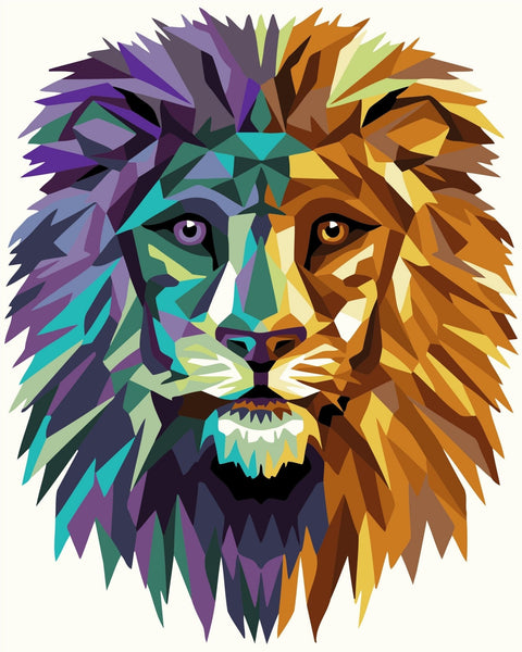 Wizardi: Tapybos pagal skaičius rinkinys: P007 P007 Lion (polygon style) 40*50 - HOBI.LT 🇱🇹