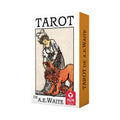 Tarot kortos A.E. Waite AGM leidimas, baltas priekinis dėkliukas su oranžine šonine, trijų ketvirčių kampu