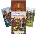 Tarot kortos Tarot in Wonderland (Barbara Moore) komplektas su spalvingu viršeliu, iliustracija ir trimis demonstracinėmis kortomis