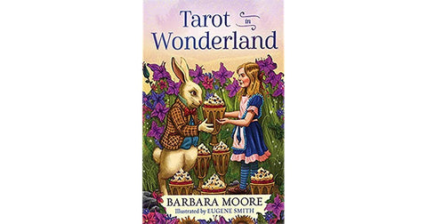 Tarot kortos Wonderland leidimas, viršelis iliustruotas Eugene Smith — Alisa ir baltasis triušis dalijasi taurėmis