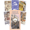 Tarot kortos Casanova, rožinės dėžutės komplektas su iliustruotomis Venecijos tematikos pavyzdinėmis kortomis