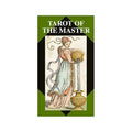 Tarot kortos Tarot of the Master – viršelis su ornamentuota auksine taure ir moters figūra, standartinis dydis