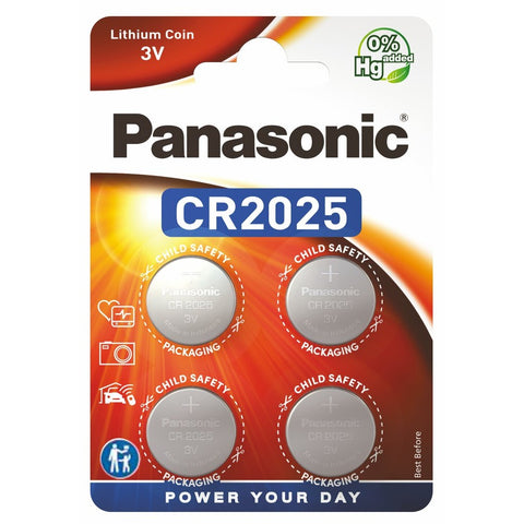 Panasonic CR2025 3V ličio mygtukinės baterijos, 4 vnt. rinkinys