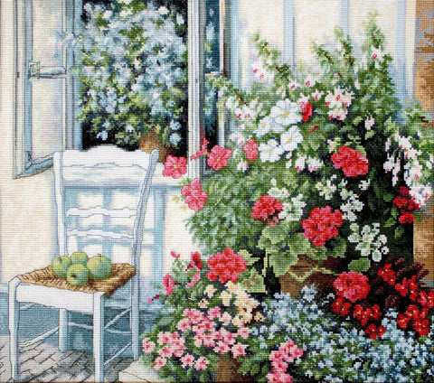 Luca - s: Terrace with Flowers SBU4017 - siuvinėjimo kryželiu rinkinys - HOBI.LT 🇱🇹