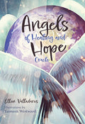 Angelų oracle kortų rinkinys „Healing and Hope“ su pasteliniais sparnų ir Žemės motyvais, iliustravo Yasmeen Westwood