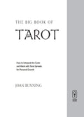 Tarot knyga The Big Book of Tarot, Joan Bunning autorius, minimalistinis baltas viršelis su pilku šonu ir Weiser leidėjo logotipu