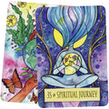 Kortų rinkinys 35 vnt., Spiritual Journey viršelis su mėlyna medituojančia figūra ir naktiniu žvaigždėtu fone