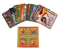 kortų kaladė The Four Agreements (Don Miguel Ruiz), 48 spalvotų orakulo kortų išklotinė virš dėžutės, rodoma pilna komplektacija